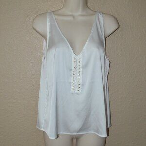 NWT $154 Sz M Generation Love White Sleeveless Lace Up Detail Blouse Top